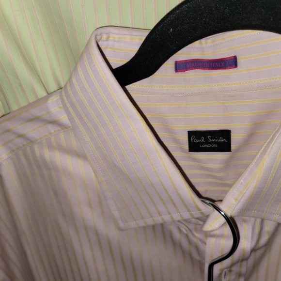 3 Paul Smith Italy dress shirts XL/17.5 pink, blue, lime - Picture 3 of 10